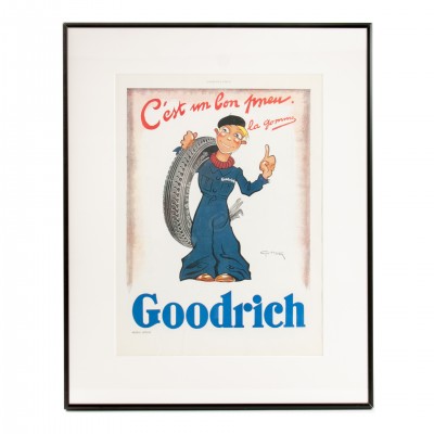 Grafika reklamowa opon Goodrich. Z tygodnika L'Illustration. Francja, XX w.
